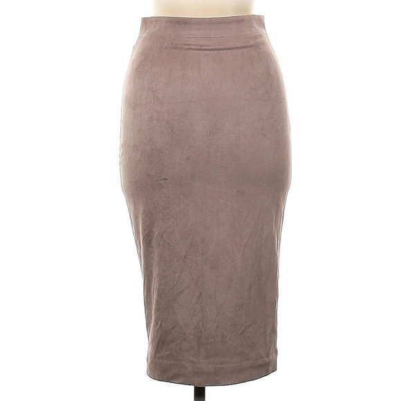 NWOT House Of CB London Giuditta Taupe Suedette Pencil Skirt - Picture 7 of 8